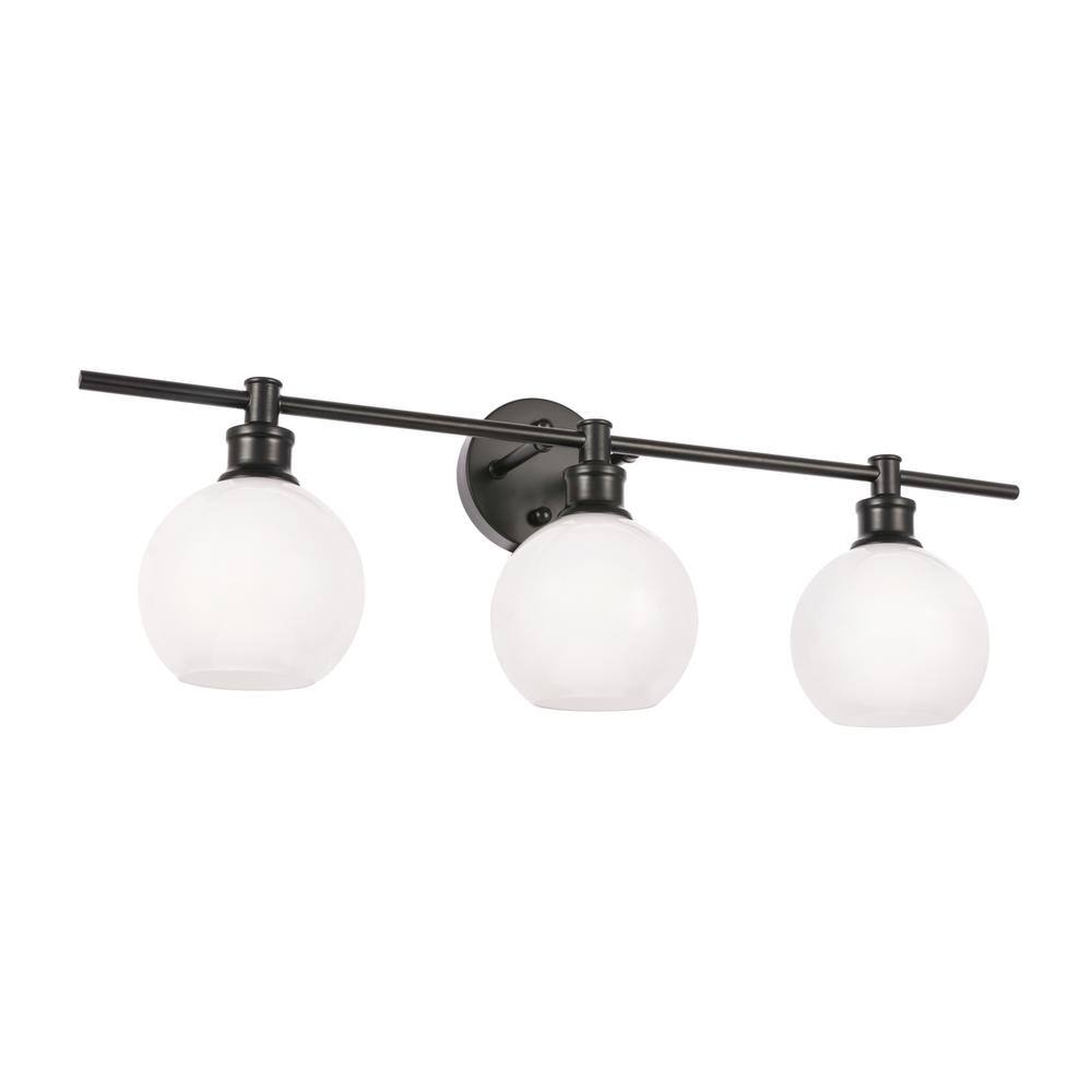 Left. Living District - Collier 3 light Black and Frosted white glass Wall sconce - Black And Frosted White Glass.