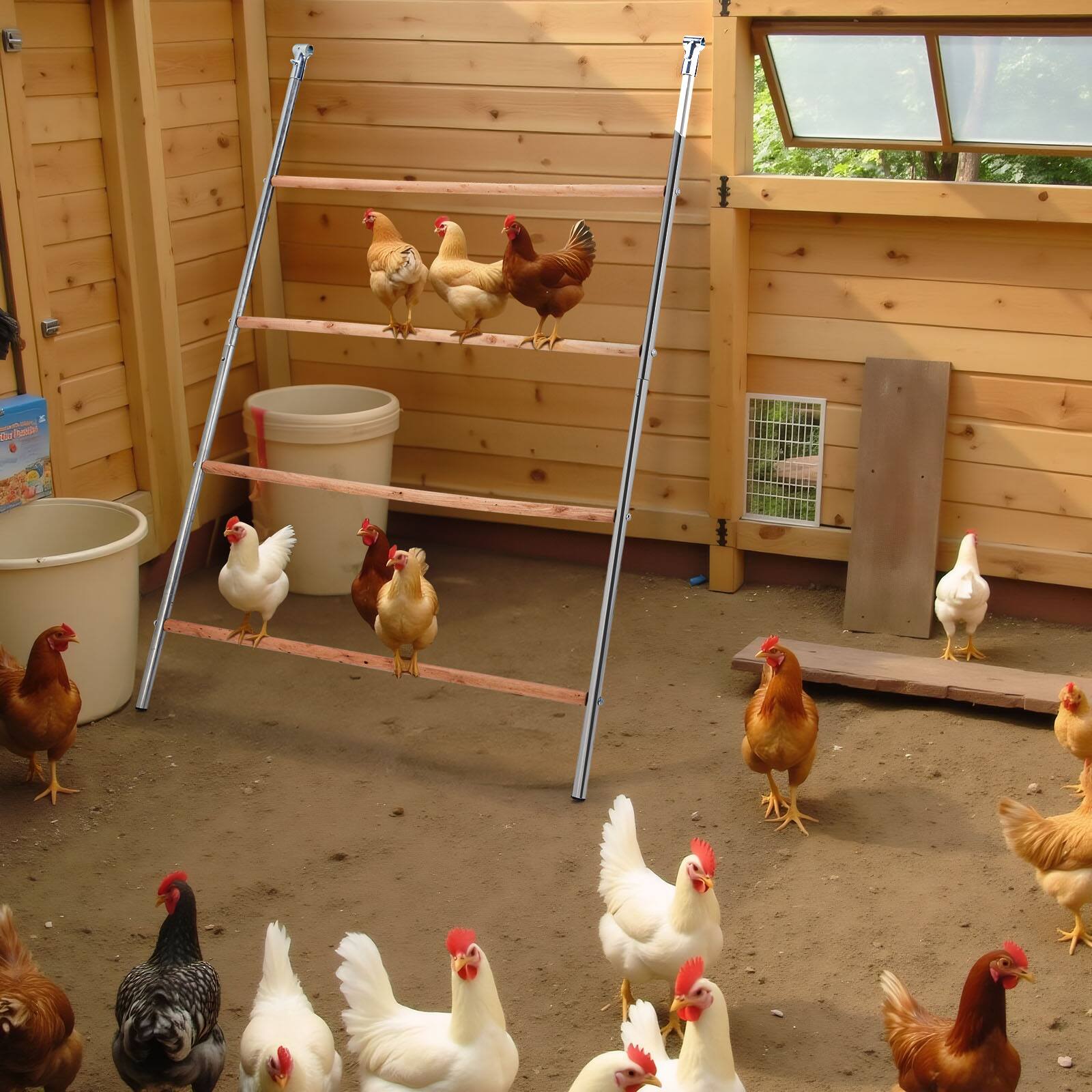 Alt View 7. Winado - Chicken Perch Coop Roosting Ladder Toy Portable for Garden Backyard Poultry - Sliver & Wooden.
