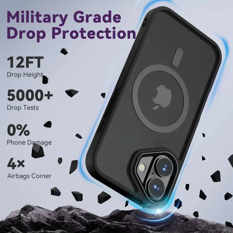 Military Grade Drop Protection  
12FT Drop Height  
5000+ Drop Tests  
0% Phone Damage  
4x Airbags Corner
