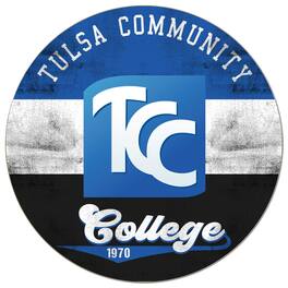 Jardine - Tulsa Community College 20'' x 20'' Retro Logo Circle Sign - Blue