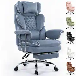 Celtoss - Executive Office Chair, Ergonomic Big and Tall Heavy Duty Computer Desk Chair, High Back with Lumbar Support - Fabric - Blue