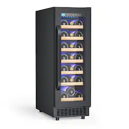 BEARSOLIM - 12Inch Wine Fridge Small Refrigerator Freestanding/Built in, 21 Bottle 2Cu.Ft Compressor Wine Cooler w/Lock - Black