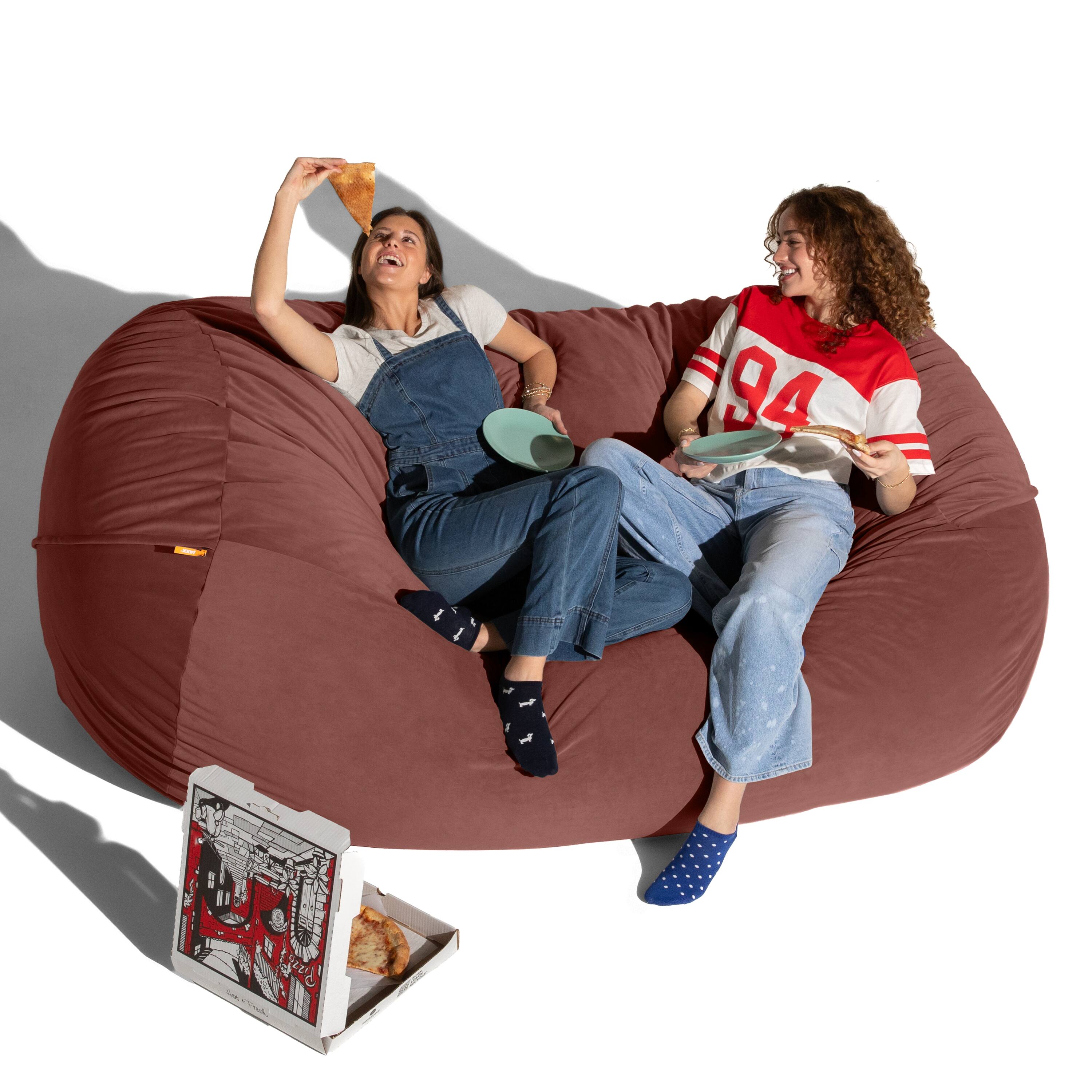 Left. Jaxx - Jaxx Grand Lounger 7 Foot Bean Bag Sofa -Lush Velvet Mauve - Lush Velvet Mauve.