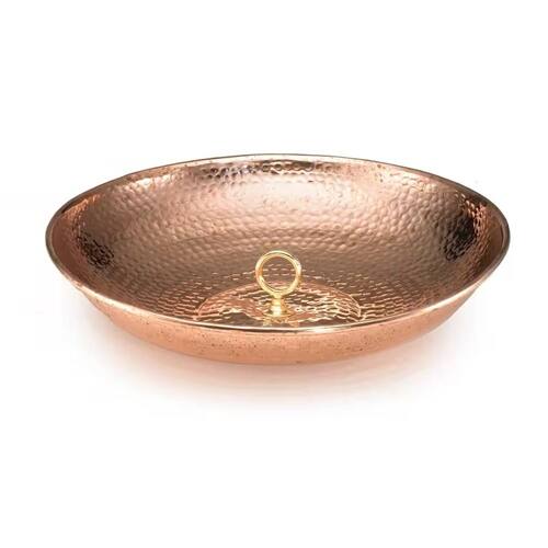 Front. SlickBlue - Outdoor 16.5" Hand Hammered Copper Polished Rain Chain Basin for Rainwater Collection - Copper.