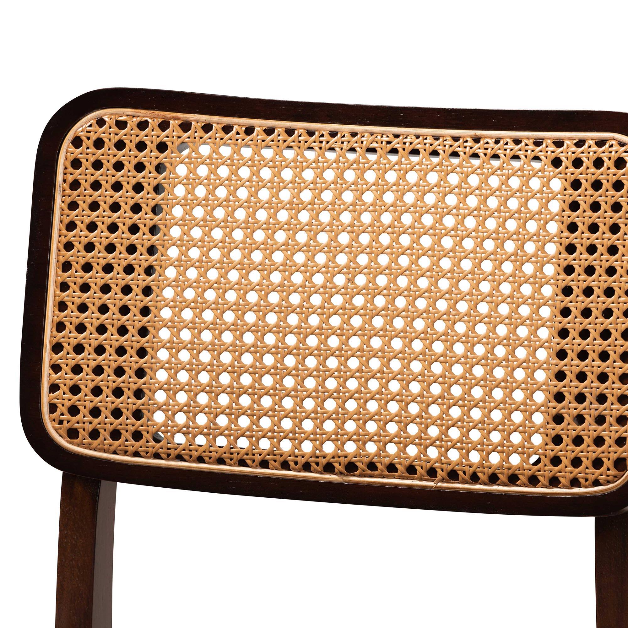 Back. Baxton Studio - Dannon Mid-Century Modern Fabric and Finished Wood 2-Piece Dining Chair Set - Grey/Walnut Brown/Light Brown.