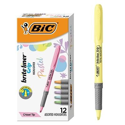BIC  
brite liner Grip Pastel Highlighter  
12 Chisel Tip Assorted Highlighters  
BIC D8 020000