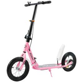 Topteng - 12" Air Tire Foldable Commuter Kick Scooter for Adults & Teens-Shock-Absorbing, 220lbs Capacity,Dual Hand Brakes - Pink