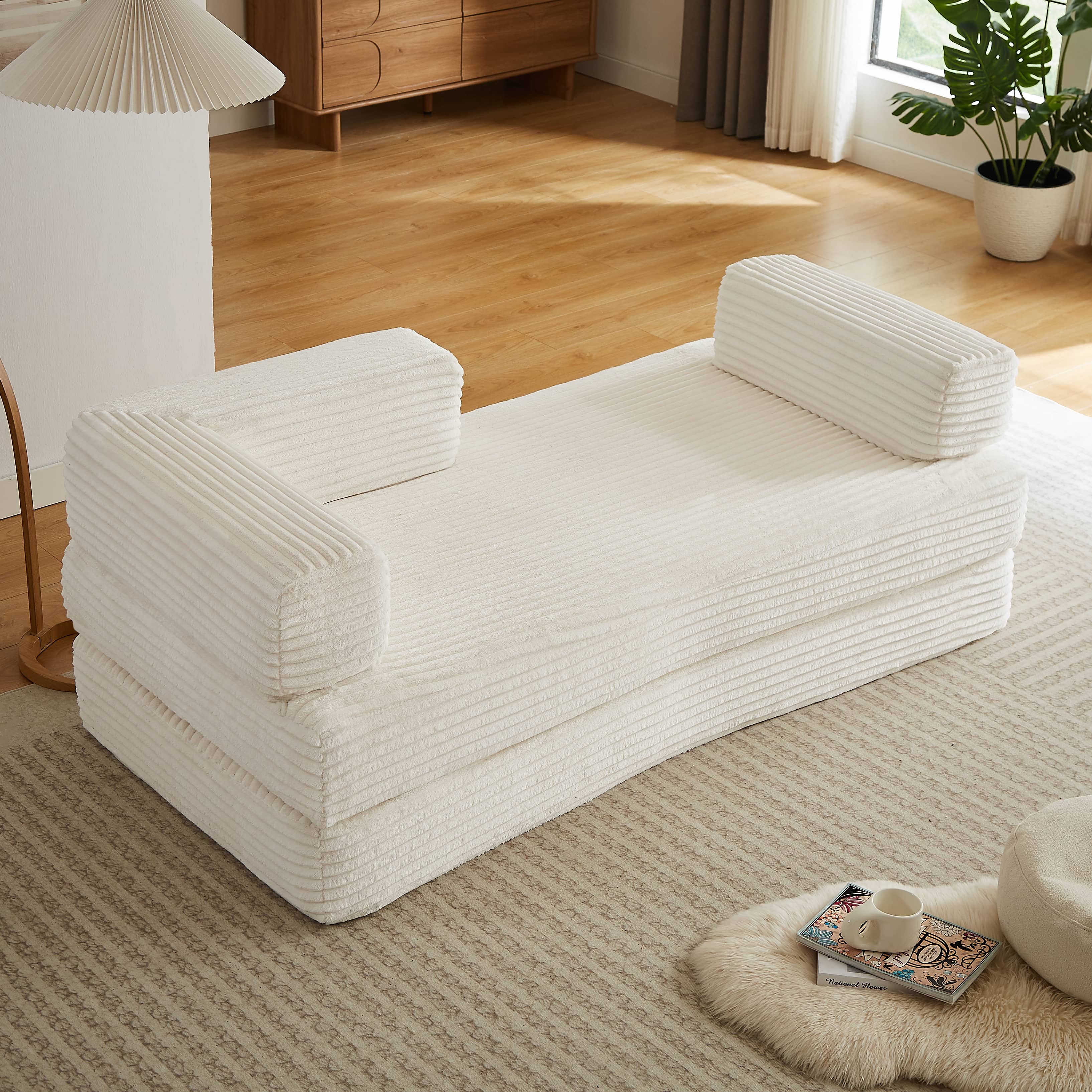 Alt View 2. Anysun - Anysun Modern Modular Classic Color Scheme Corduroy Fabric Boneless Loveseat Sofa, No Assembly - Beige.