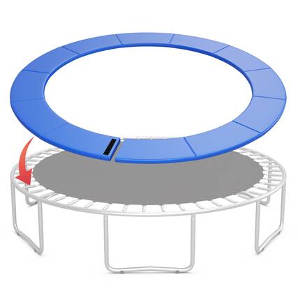 Front. Gymax - Gymax 12FT Trampoline Spring Cover w/Split Design Waterproof Surface EPE Foam Padding Blue - Blue.