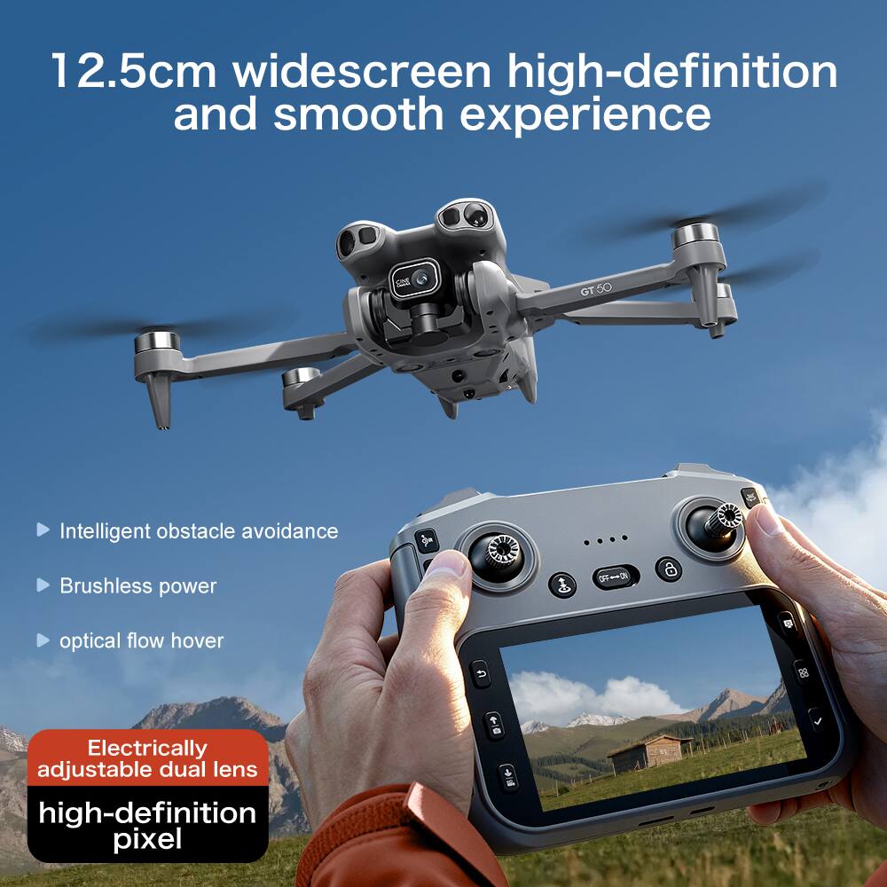 12.5cm widescreen high-definition and smooth experience

- Intelligent obstacle avoidance
- Brushless power
- Optical flow hover

Electrically adjustable dual lens high-definition pixel