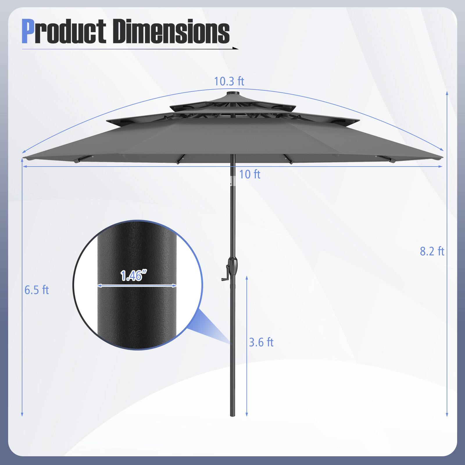 Product Dimensions: 10.3 ft, 10 ft, 8.2 ft, 6.5 ft, 1.46", 3.6 ft