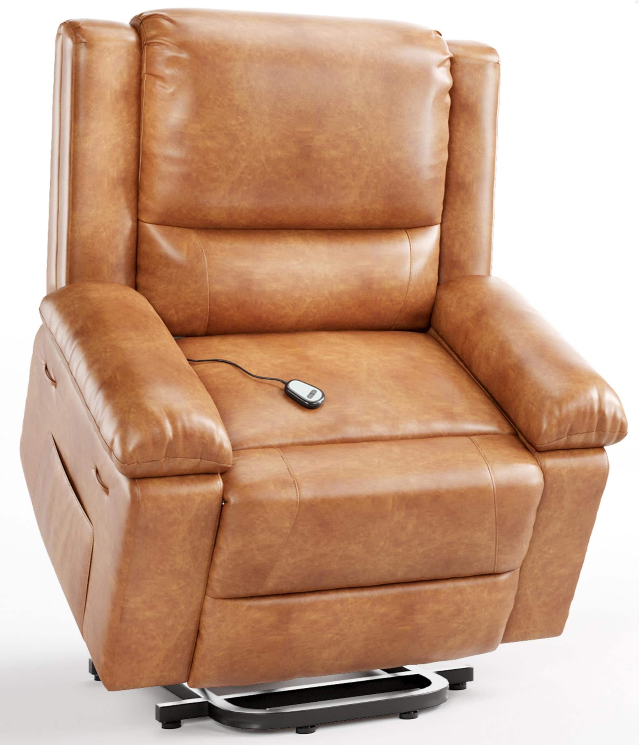 Babevy - 37.4" Wide Electric Power Lift Recliner with Heat and Massage, PU Leather Recliner Chair for Elderly - Cagnac