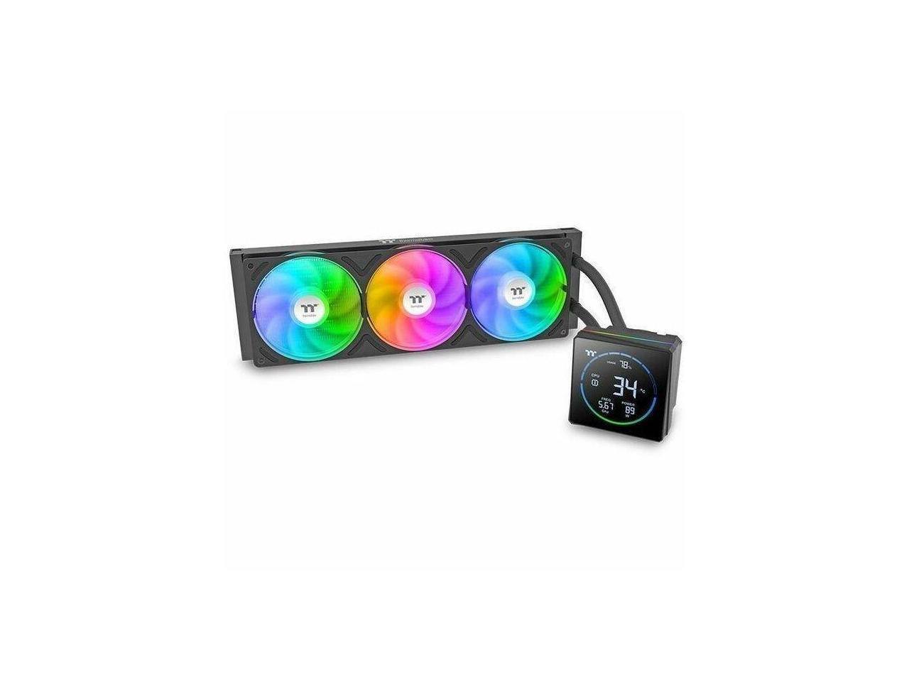 Alt View 1. Thermaltake - Thermaltake TH360-S V3 ARGB CPU Cooler, 360mm Radiator, LCD, Black, CL-W470-PL12SW-A - Black.