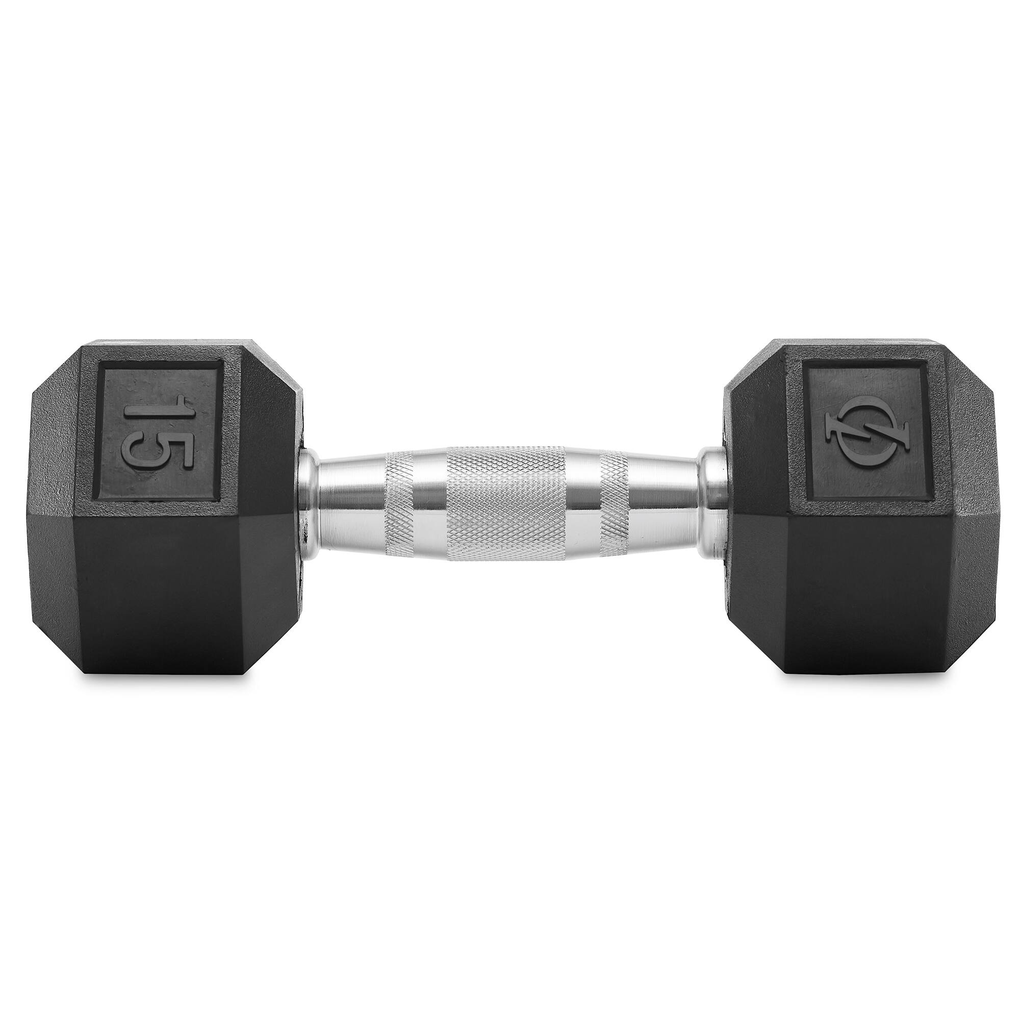 Alt View 1. Philosophy Gym - Pair of Rubber Coated Hex Dumbbell - Cast Iron Hand Weight Set - Black.