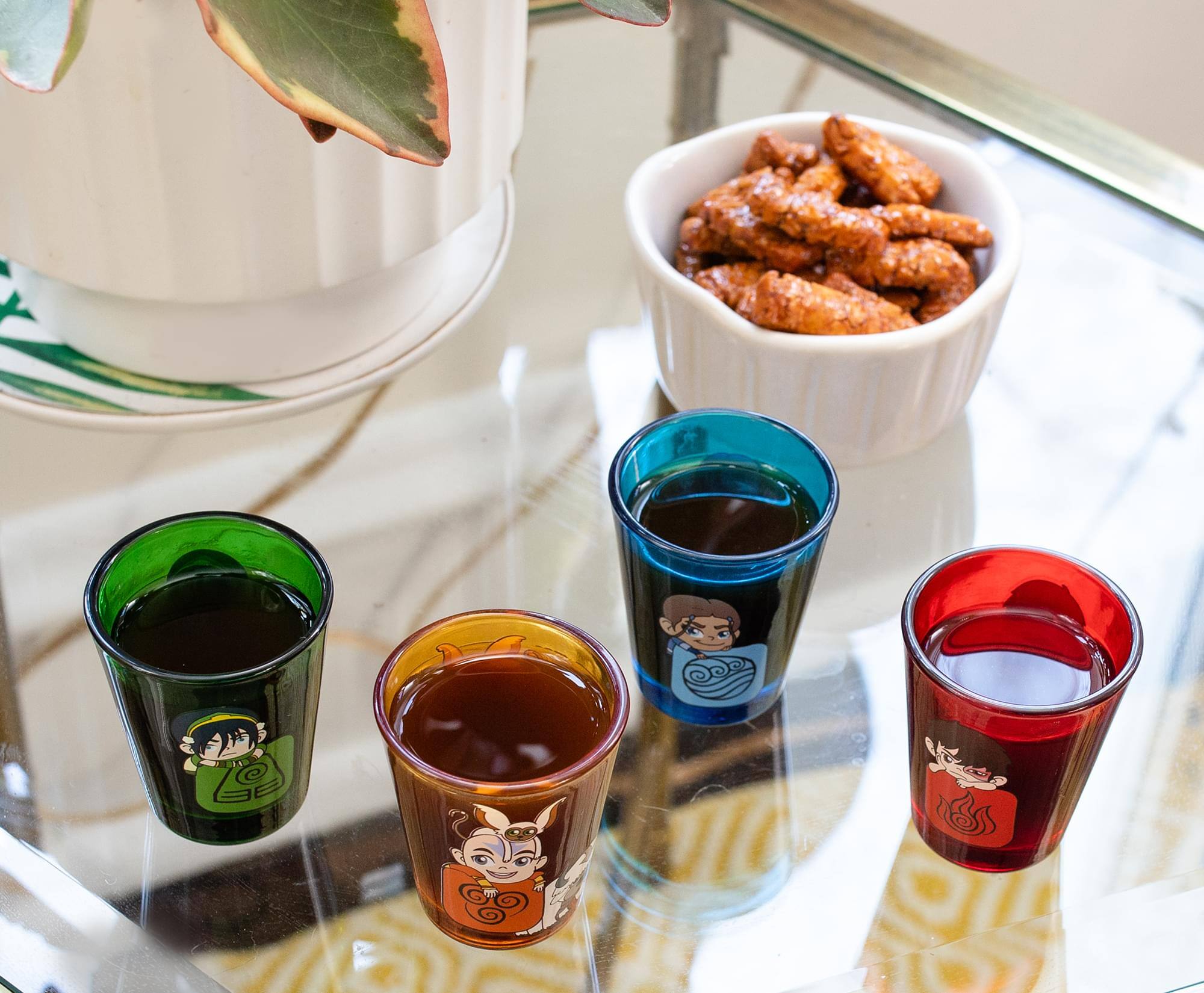Alt View 4. Surreal Entertainment - Avatar: The Last Airbender Chibi Characters 2-Ounce Shot Glasses | Set of 4 - Green.