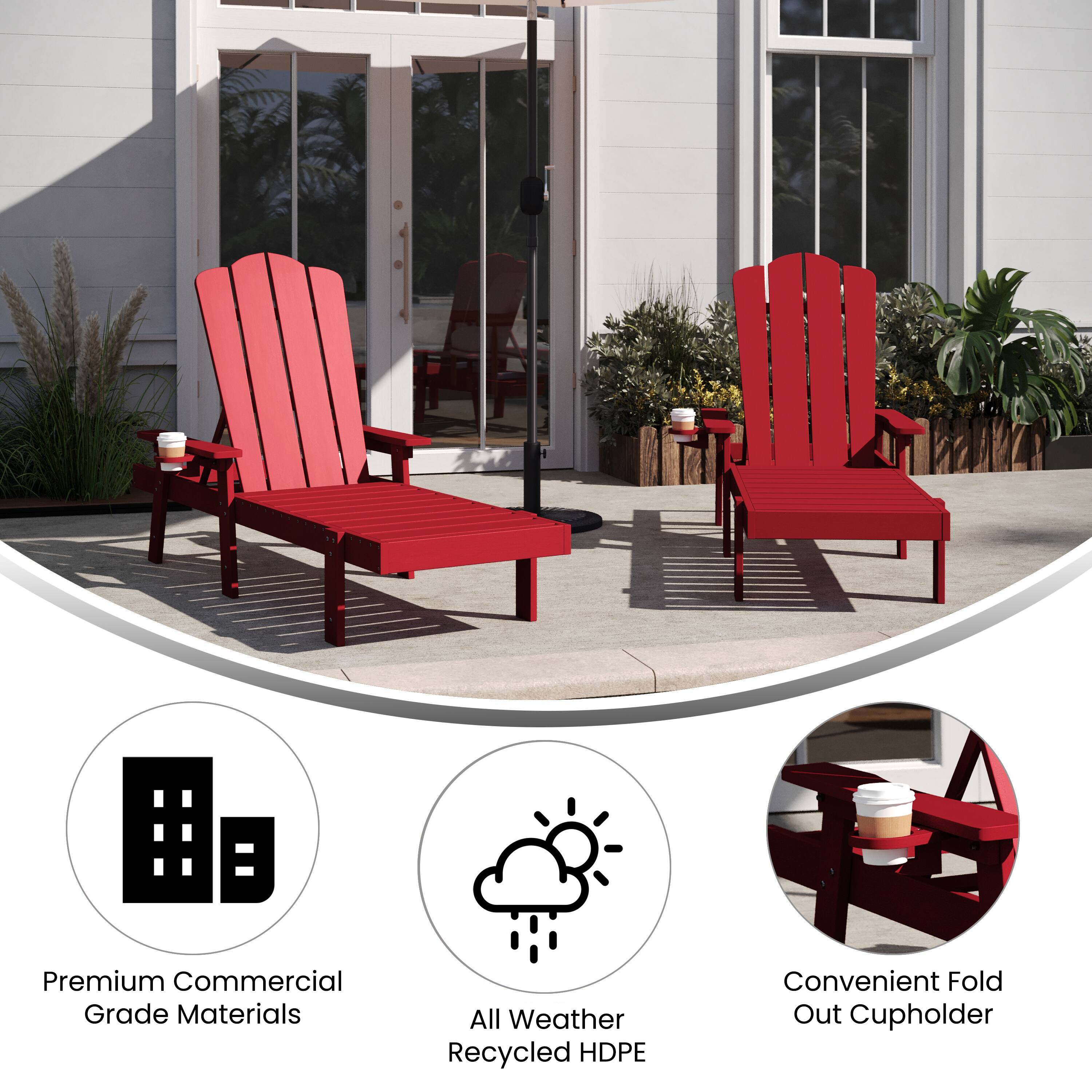 Premium Commercial Grade Materials  
All Weather Recycled HDPE  
Convenient Fold Out Cupholder