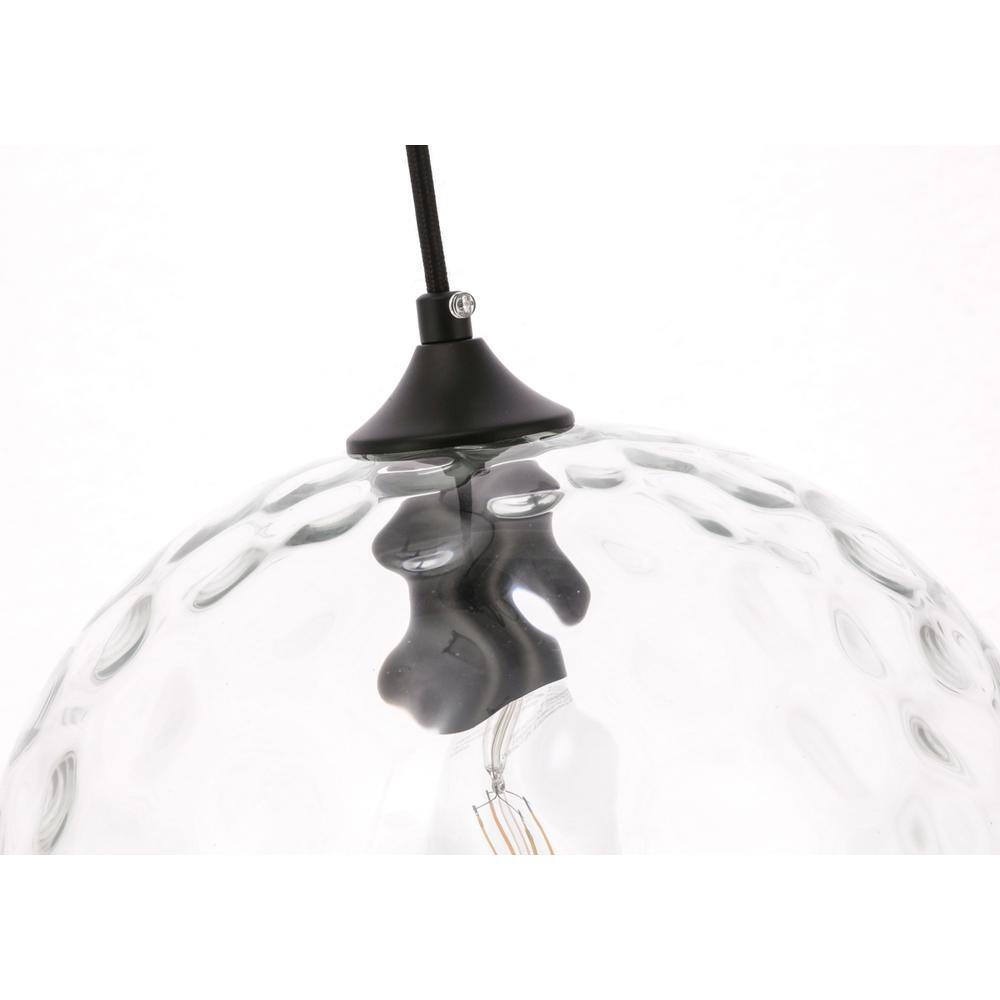 Back. Living District - Gibson 1 light Black and Clear glass pendant - Black And Clear Glass.