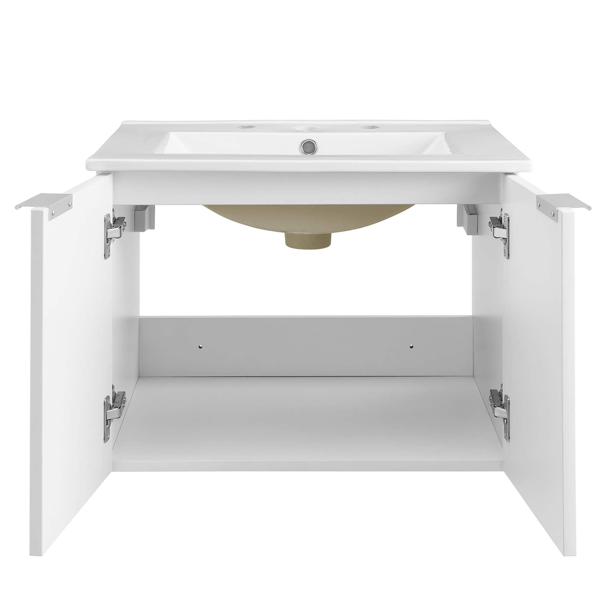 Alt View 5. Modway - Maybelle Wall-Mount Bathroom Vanity Basin Included - White White.