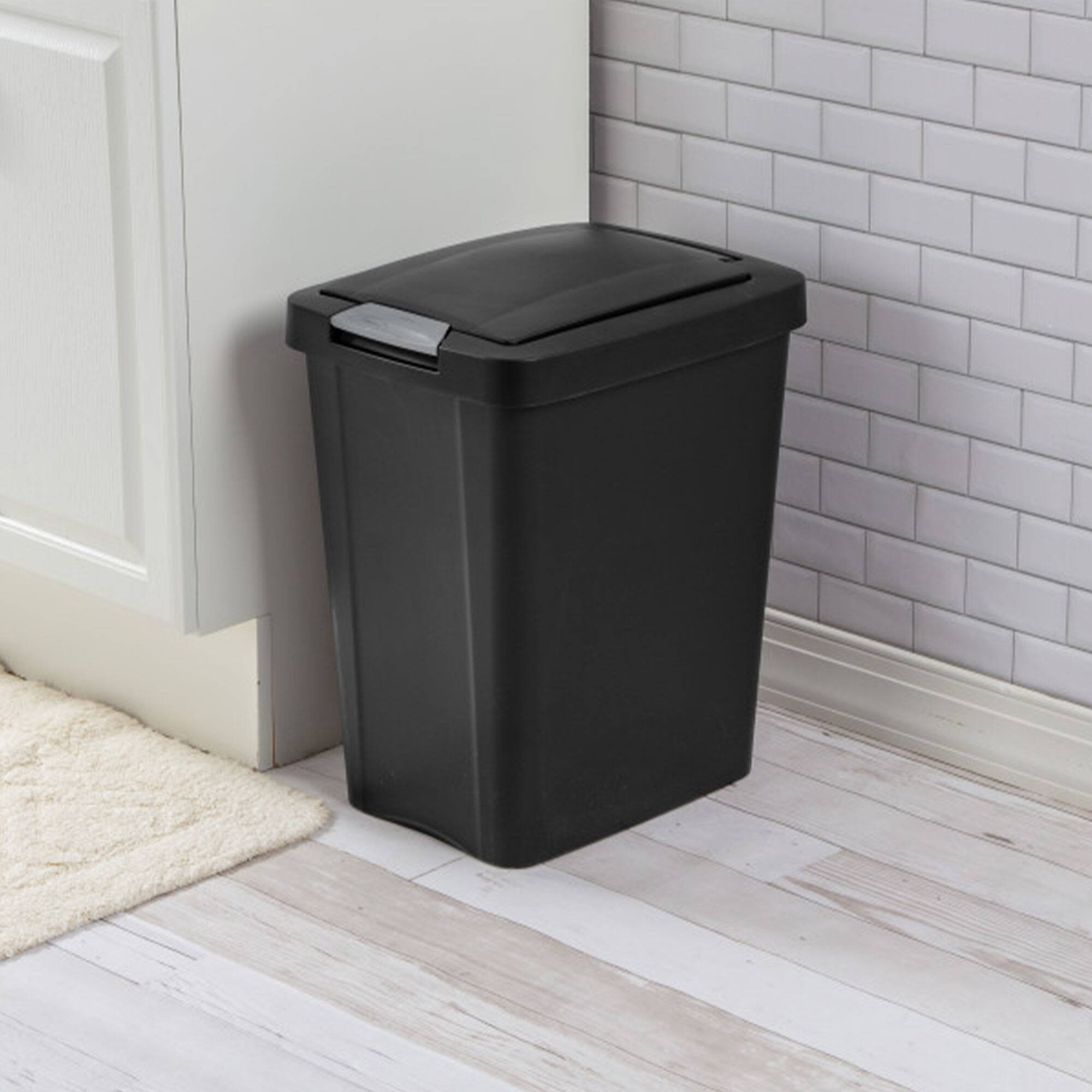 Alt View 3. Sterilite - Sterilite 7.5 Gallon TouchTop Wastebasket Trash Can with Latch, 4 Pack, Black - Black.
