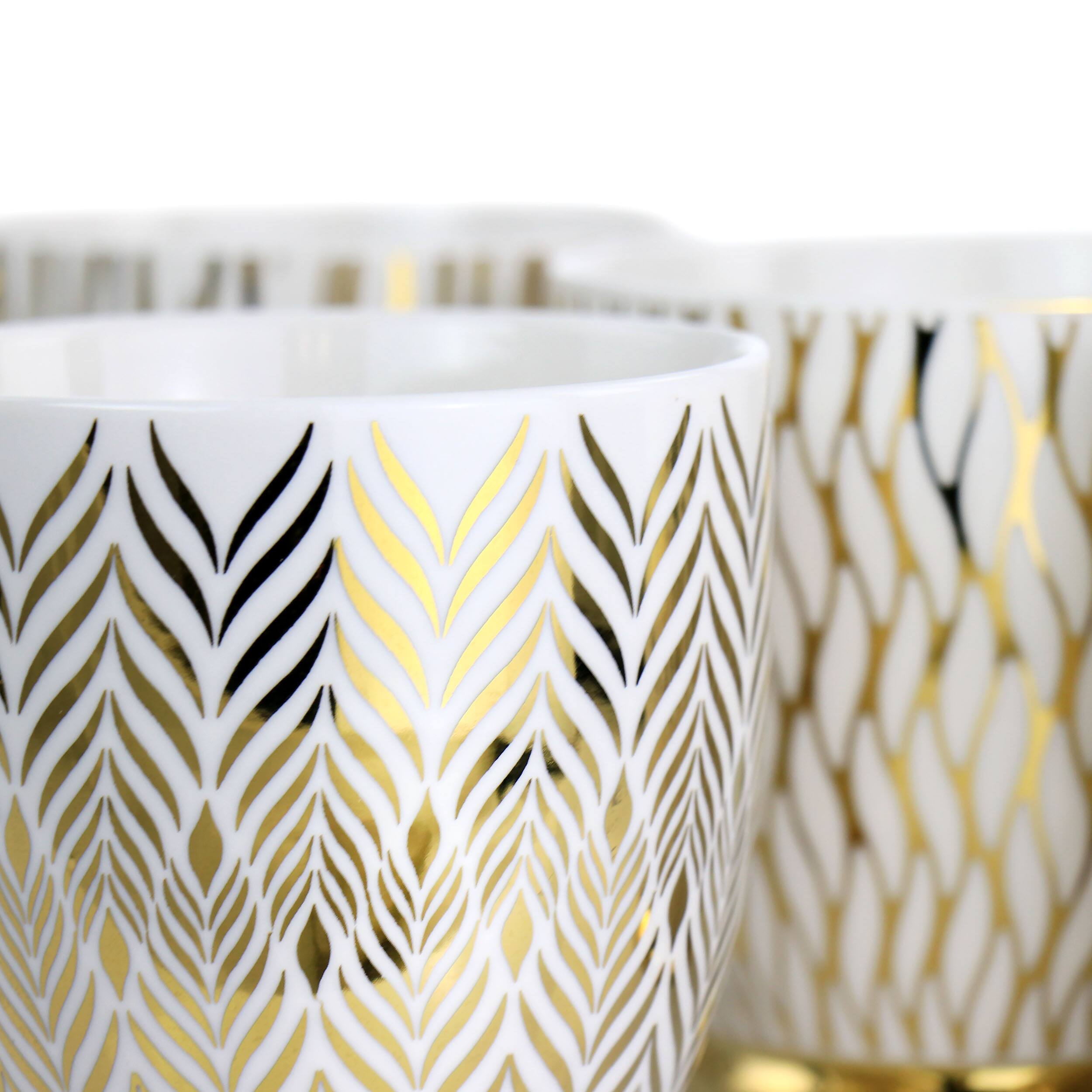 Alt View 5. Gibson - Gibson Home Gold Finch 4 Piece 16.7oz Electroplated Fine Ceramic Mug Set in Gold - Gold.