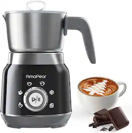 JUJABU - 6 in 1 Milk Frother and Steamer 16.9oz/500ml Milk Warmer, Dishwasher Safe - Black
