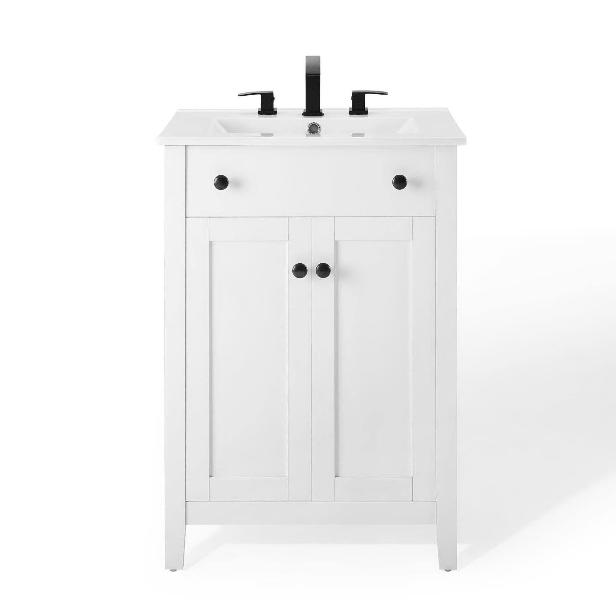 Alt View 6. Modway - Nantucket Bathroom Vanity Basin Included - White White.