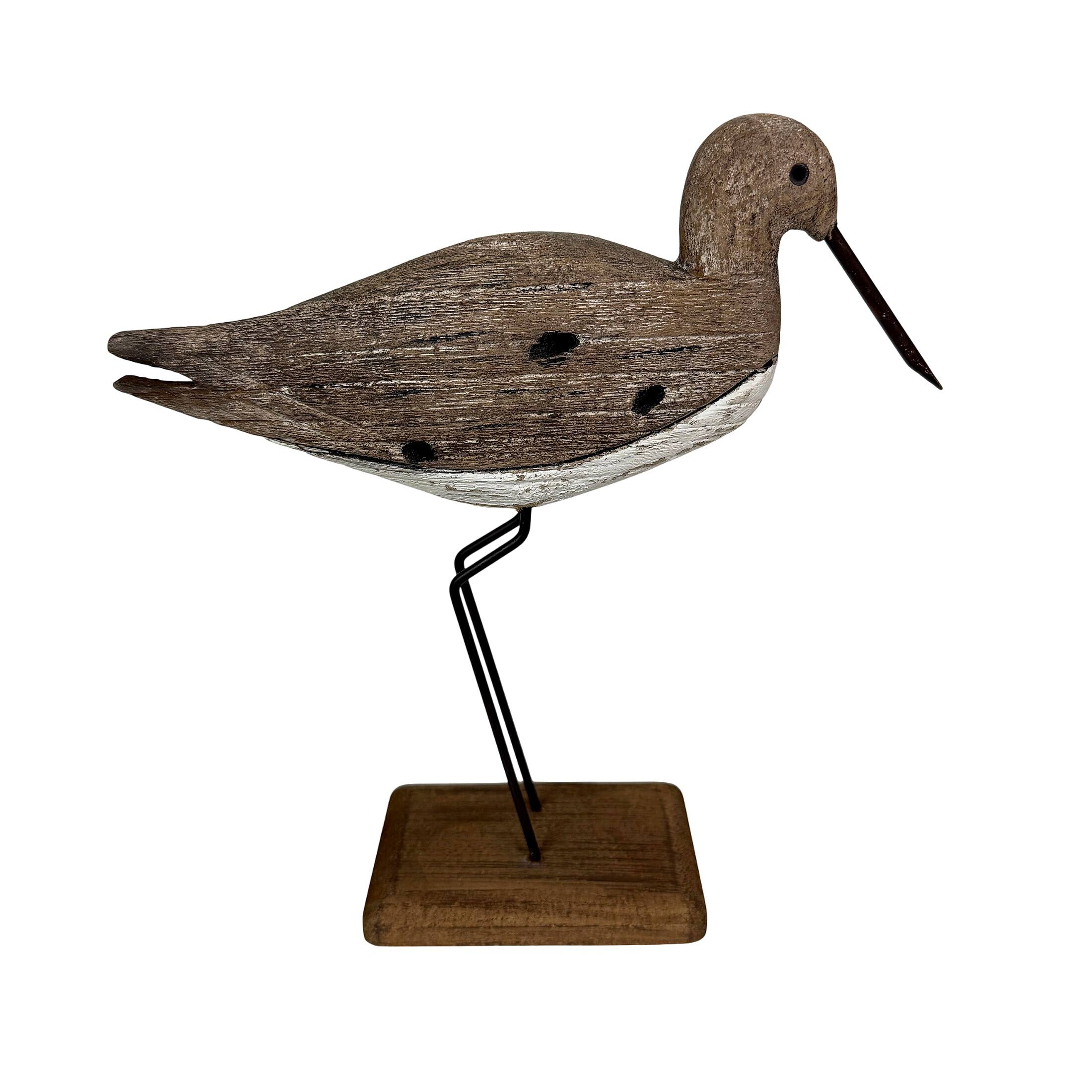 Alt View 1. Things2Die4 - Decorative Sea Bird Figurine Weathered Wood Metal Coastal Statue 10.75 In - Beige.