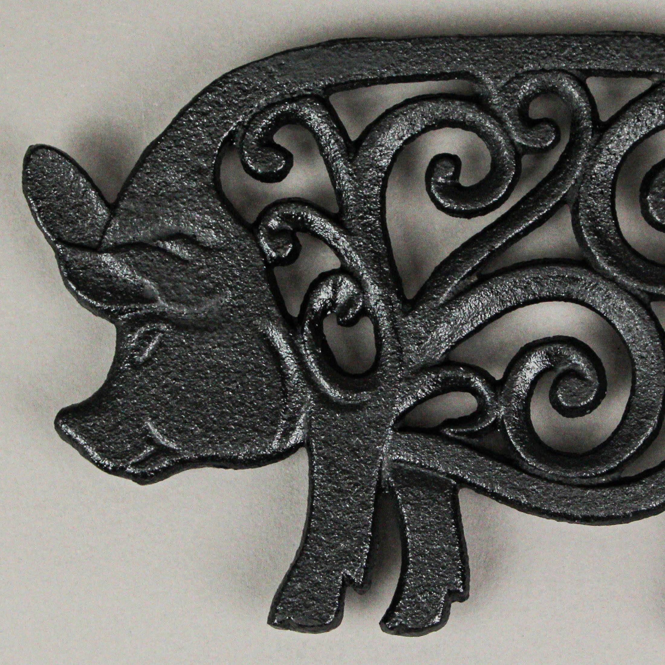 Alt View 8. Zeckos - Set of 3 Black Cast Iron Farm Animal Kitchen Trivets Decorative Wall Hanging Art - Black.