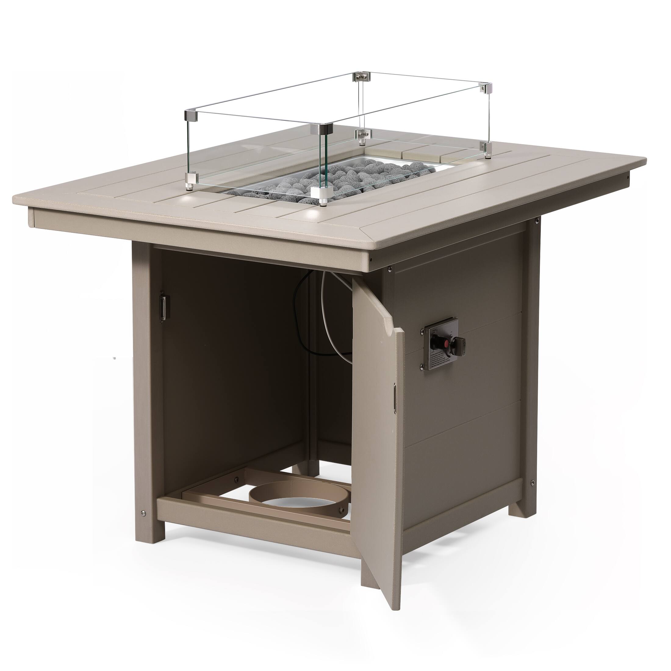 Left. WestinTrends - WestinTrends Helios 46" Modern Outdoor Patio Gas Propane Rectangular Fire Pit Table - Weathered Wood.