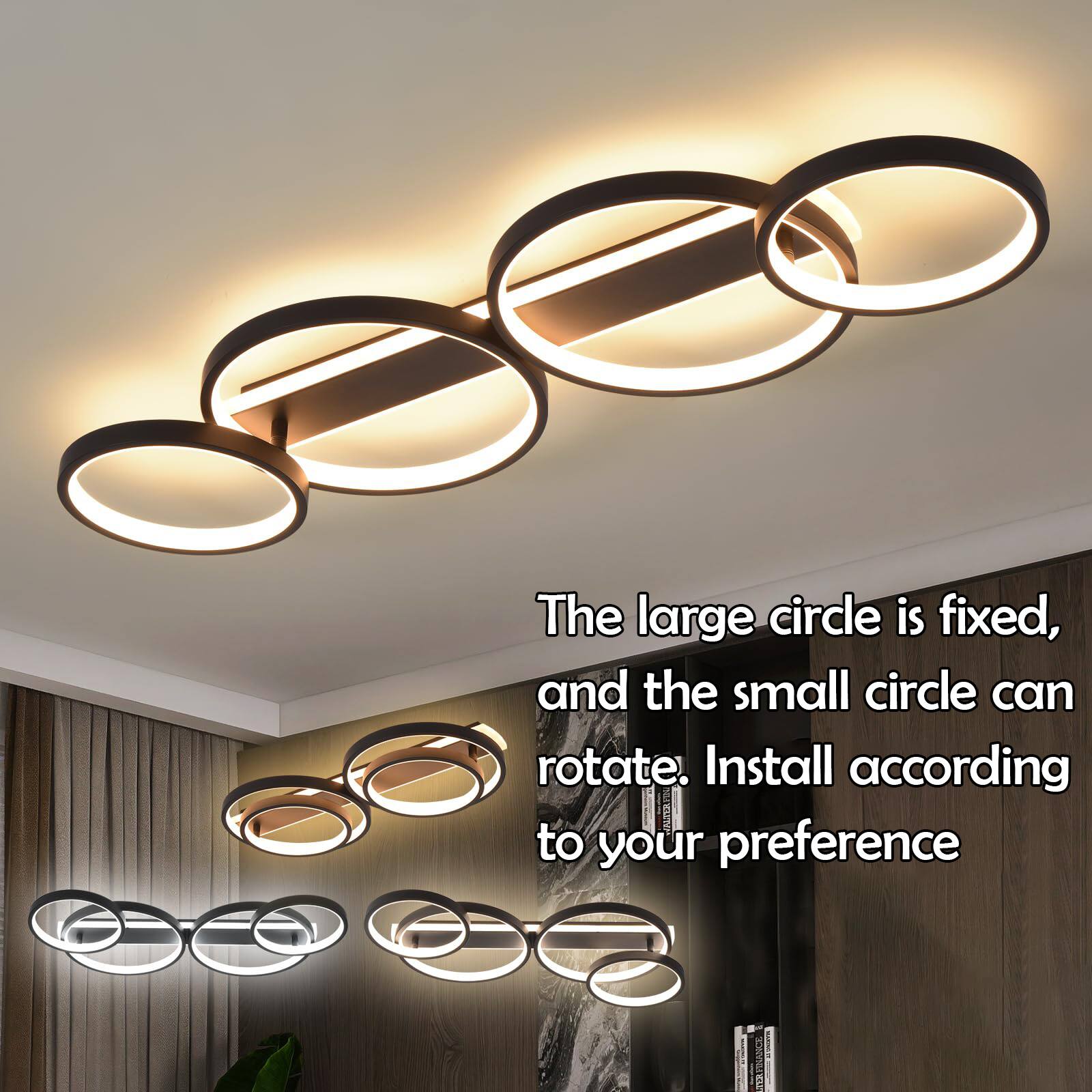 The large circle is fixed, and the small circle can rotate. Install according to your preference
