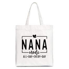 OrnamentallyYou - Nana Mode Canvas Tote Bag, All Day Every Day Gift Shopper for Grandma - White