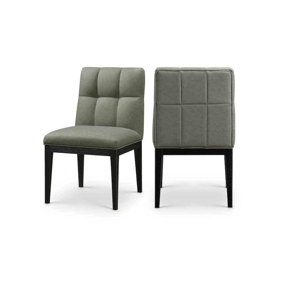 Front. Meridian Furniture - Adrian Green Vegan Leather Dining Side Chair, Set of 2 - Green.