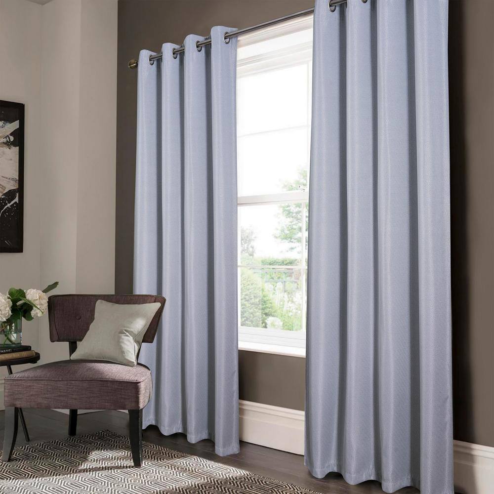 Angle. Olivia Gray - Olivia Gray Lucas Jacquard Silver Blackout Grommet Curtain Panel - Silver.