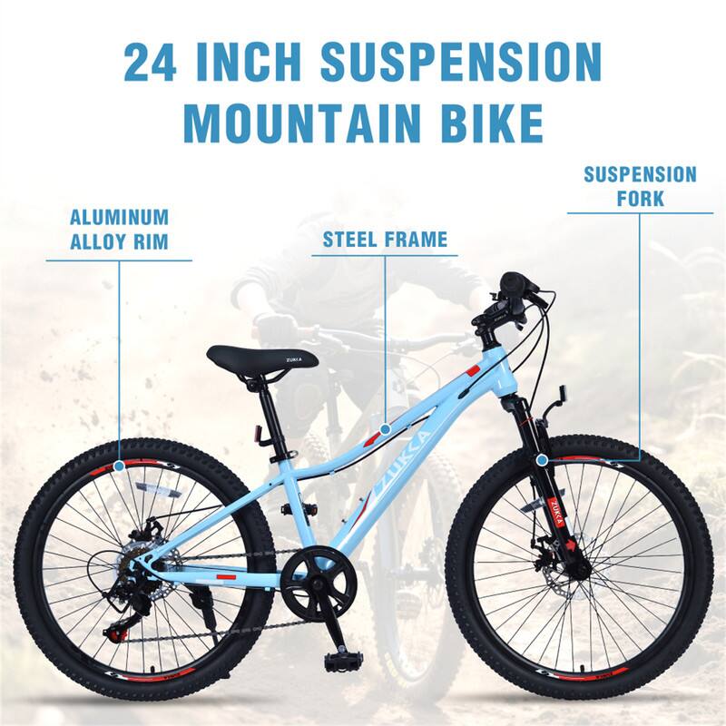 24 INCH SUSPENSION MOUNTAIN BIKE  
SUSPENSION FORK  
ALUMINUM ALLOY RIM  
STEEL FRAME