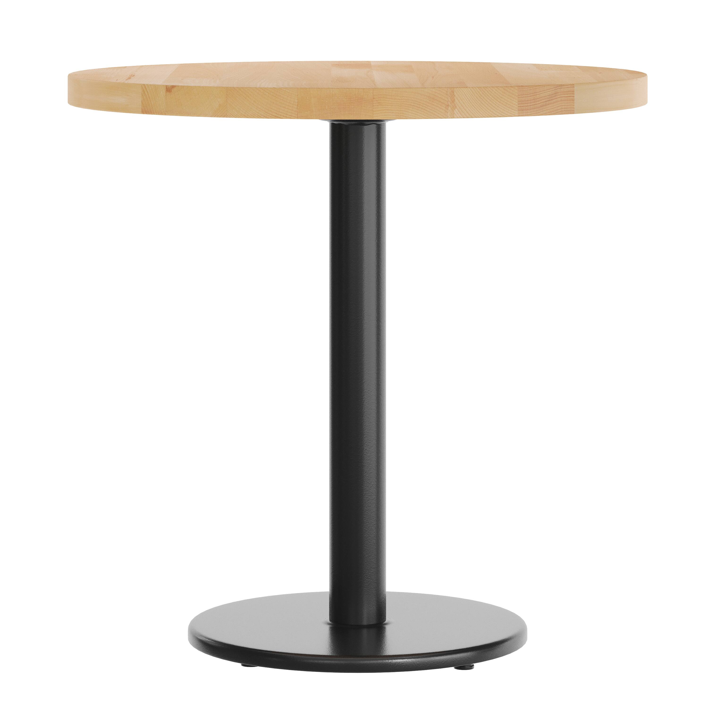 Left. Flash Furniture - Bennett 30" Round Solid Wood Commercial Indoor Tabletop in Natural with 18" Round Dining Height Rust-Resistant Black Cas - Natural.