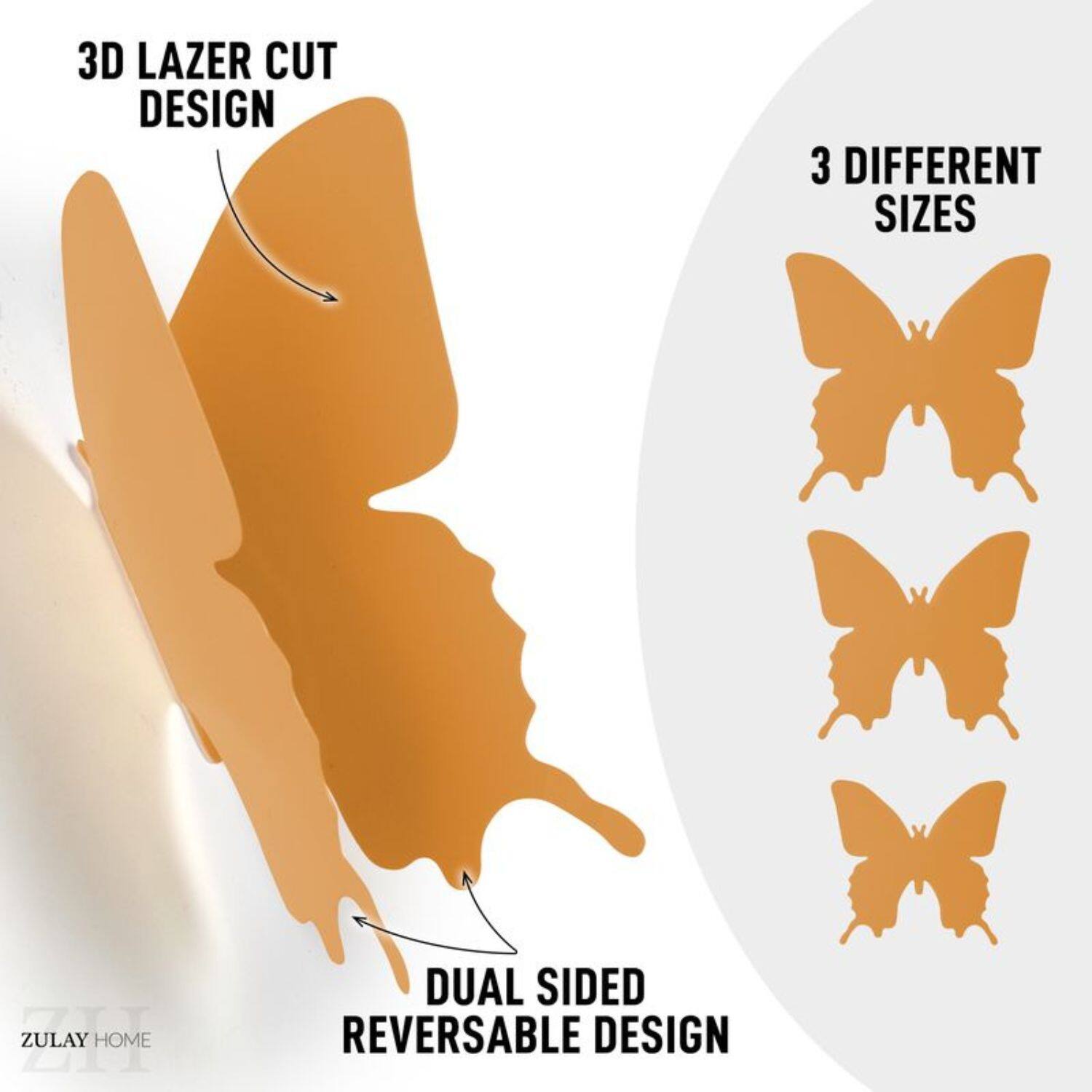 3D LAZER CUT DESIGN, 3 DIFFERENT SIZES, DUAL SIDED REVERSABLE DESIGN, ZULAY HOME