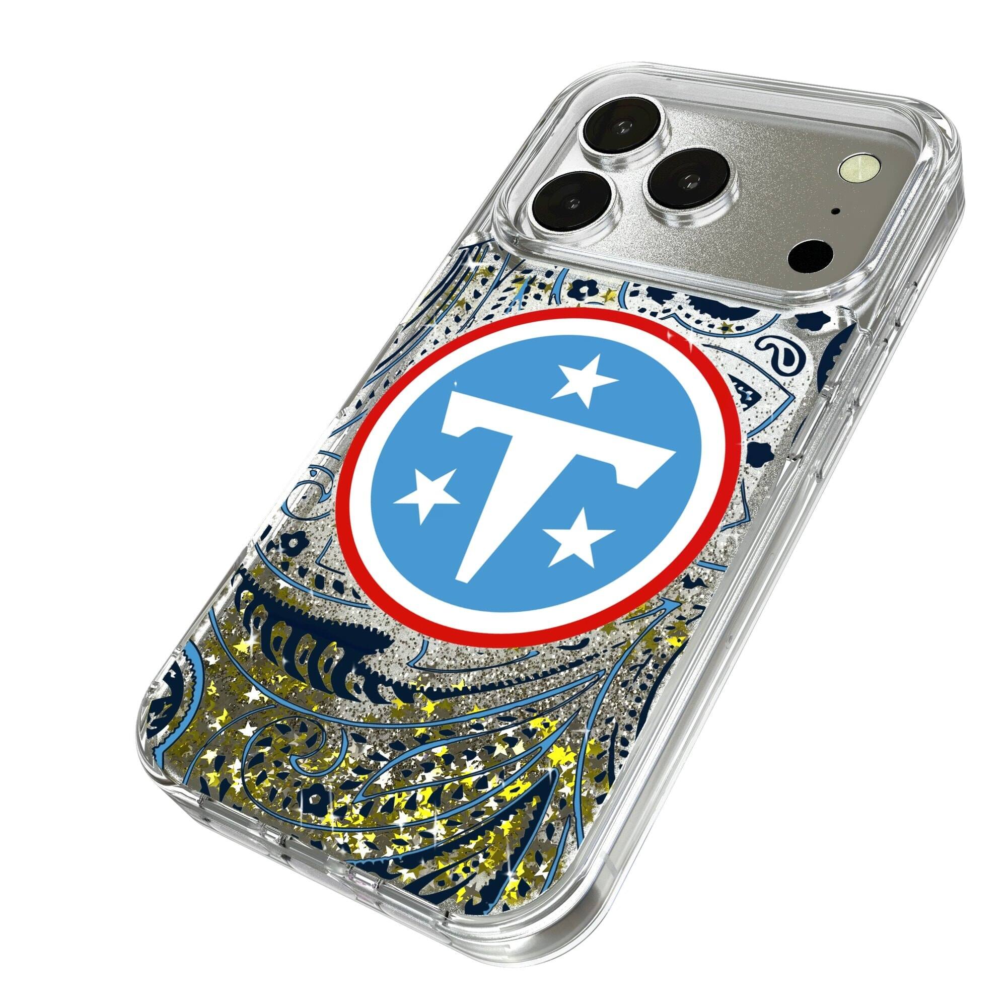 Alt View 1. Keyscaper - Tennessee Titans iPhone Paisley Design Glitter Case - 16 Pro Max - Multicolor.