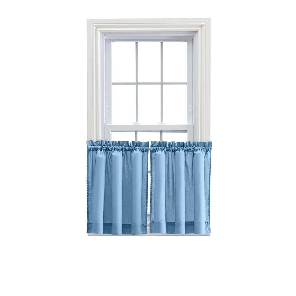 Ellis Curtain - Ellis Stacey 1.5" Rod Pocket High Quality Fabric Solid Color Window Tailored Tier Pair 56"x45" - Slate