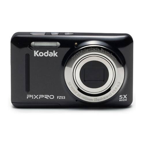 The text on the image reads "Kodak PIXPRO FZ53 5X WIDE 1:3.9-63 13 PIXPRO FZ53 22-414010020 (31v3)".