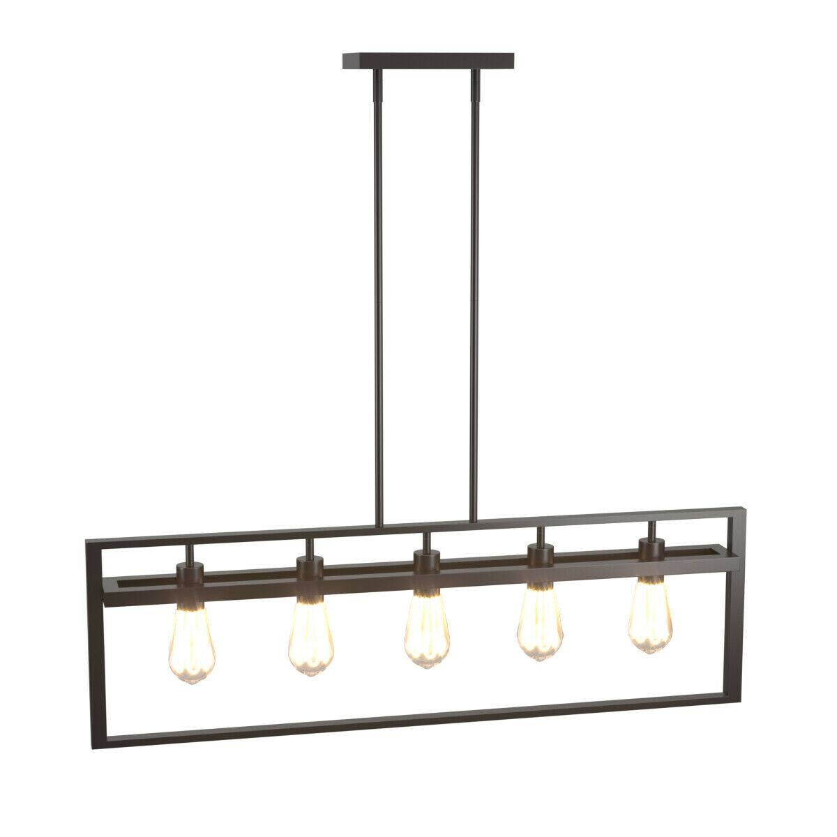 Alt View 7. Gymax - Gymax 5-Lights Pendant Lamp Flush Mount Geometric Metal Chandelier w/ Iron Lamp Shade - Dark Brown.