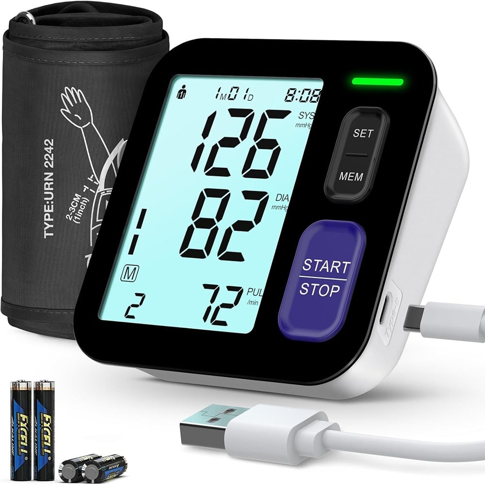 RTMB - Upper Arm Blood Pressure Monitor with Adjustable Cuff (9–17"), Backlit LCD - Size: Medium/Large
