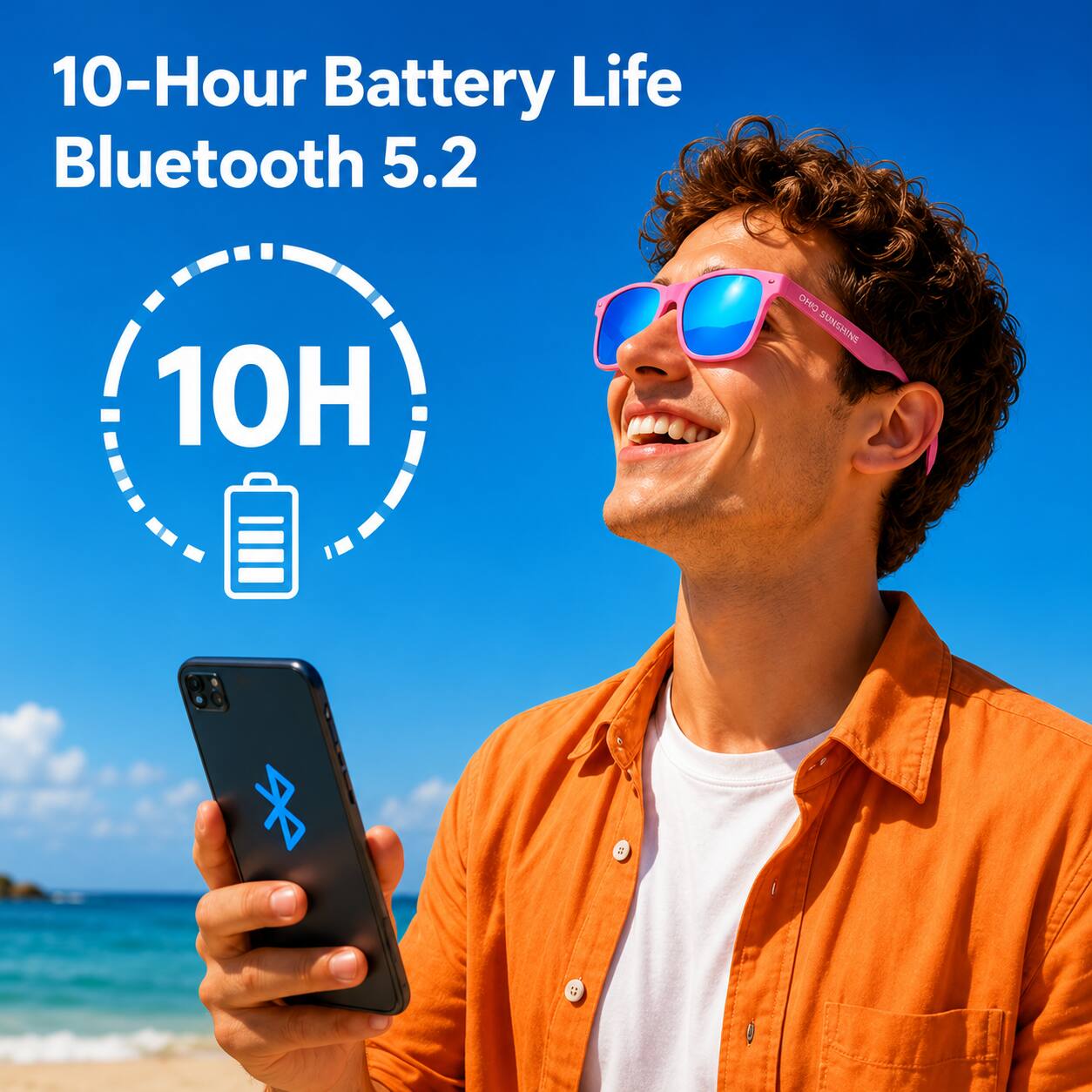 10-Hour Battery Life Bluetooth 5.2  
10H  
OHO SUNSHINE