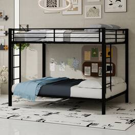Loheer - Full Over Full Bunk Bed Heavy Duty Metal Frame Space Saving Square Tube - Black