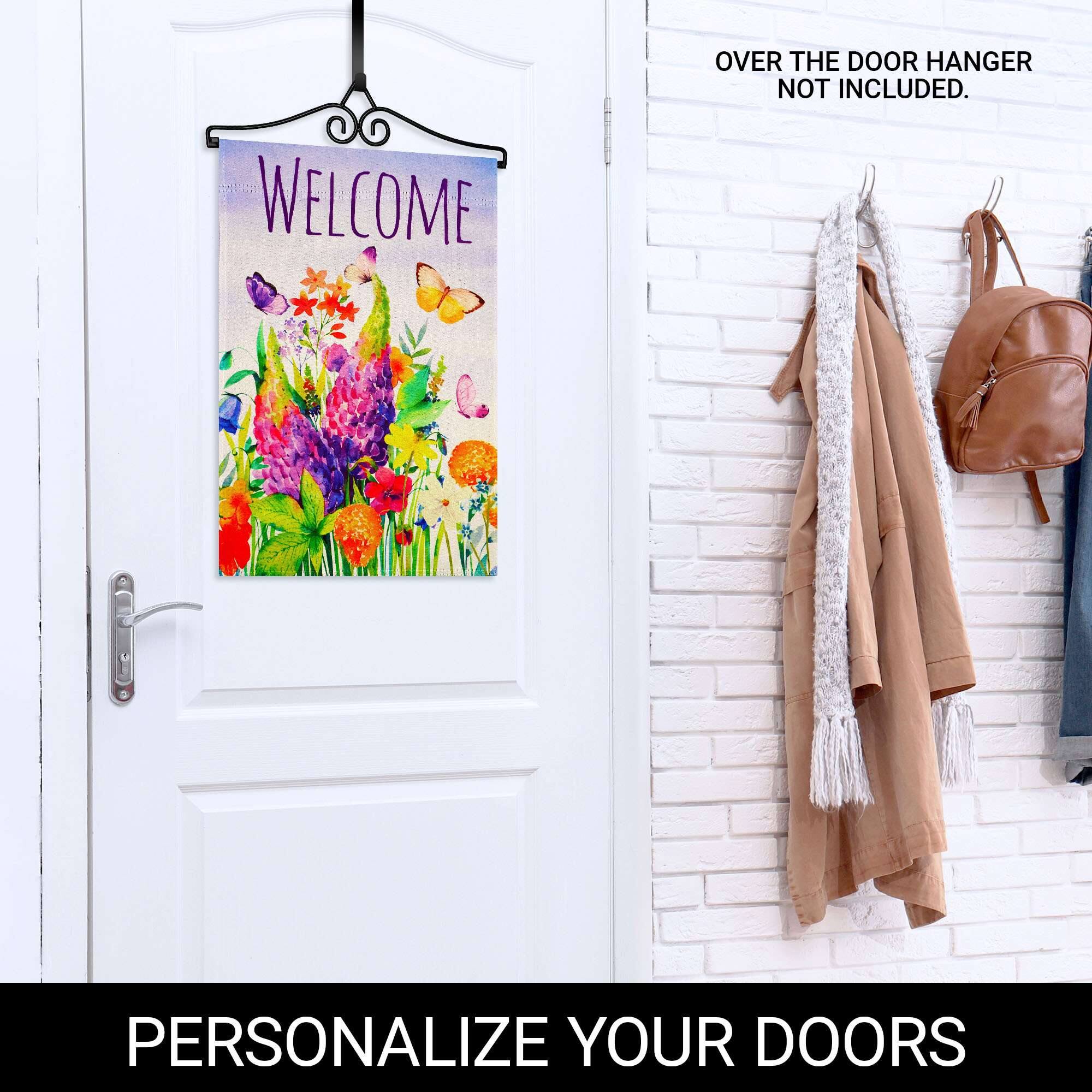 WELCOME OVER THE DOOR HANGER NOT INCLUDED. PERSONALIZE YOUR DOORS