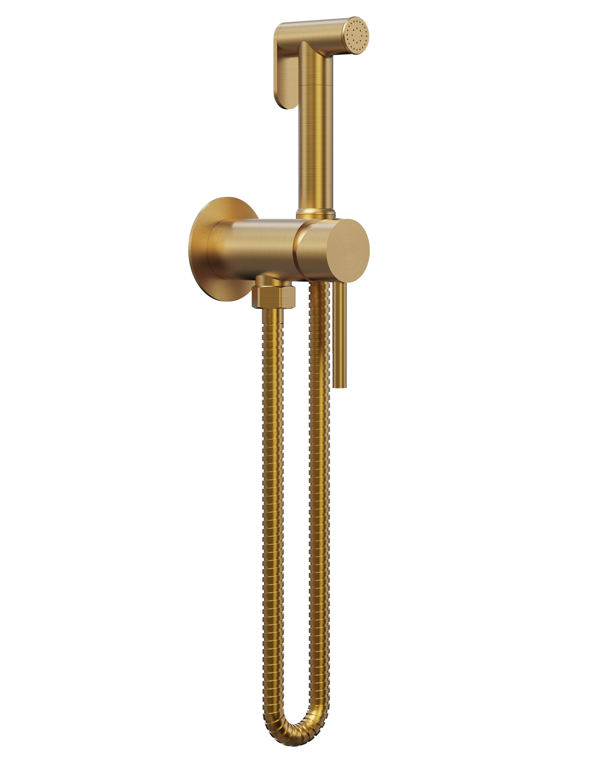 GRANDJOY - Handheld Bidet Faucet with Hot and Cold Mixing Valve, Wall Mount - Brushed Gold