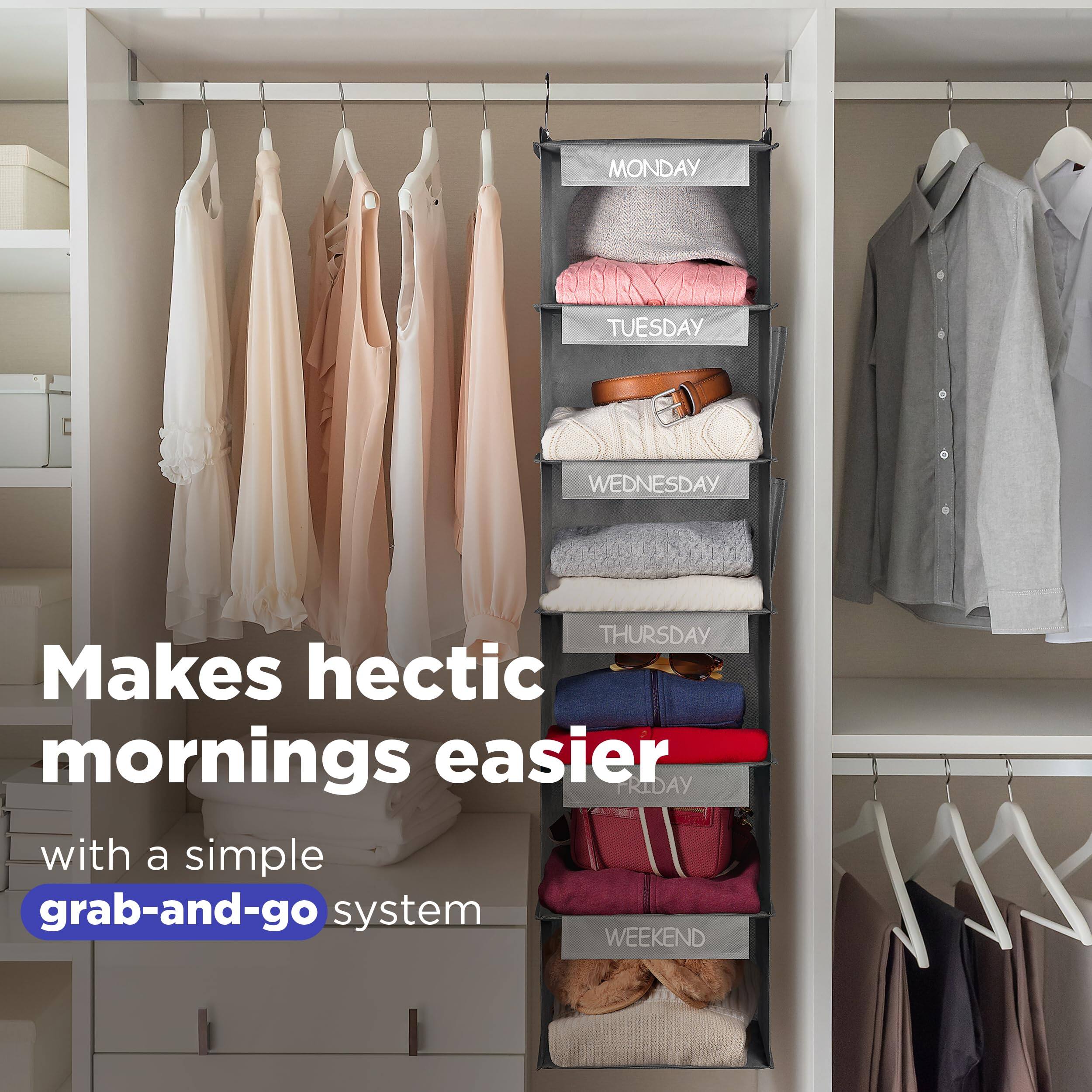 Makes hectic mornings easier with a simple grab-and-go system

MONDAY  
TUESDAY  
WEDNESDAY  
THURSDAY  
FRIDAY  
WEEKEND