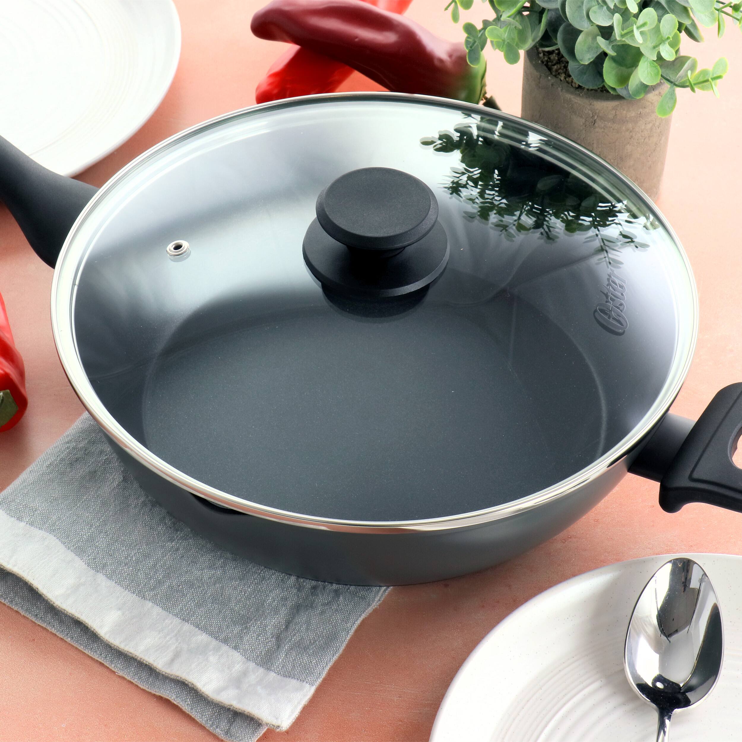 Alt View 5. Oster - Oster Kingsway 3.9 Quart Aluminum Nonstick Saute Pan in Black - Black.