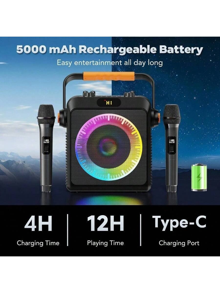 5000 mAh Rechargeable Battery  
Easy entertainment all day long  

4H Charging Time  
12H Playing Time  
Type-C Charging Port