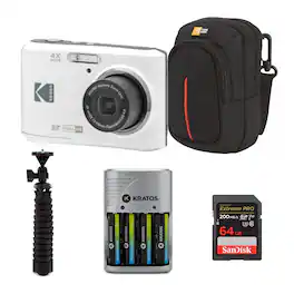 Kodak - PIXPRO FZ45 Digital Camera (White) with Accessory Bundle