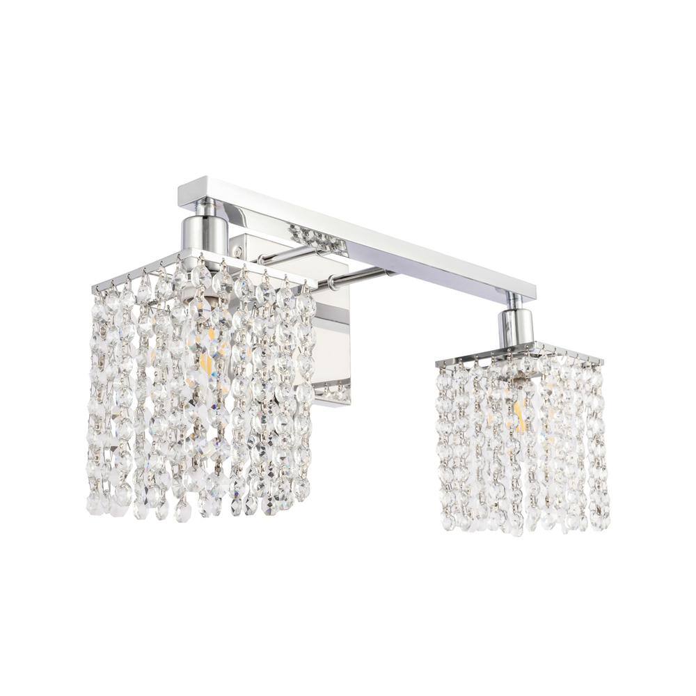 Alt View 1. Living District - Phineas 2 light Chrome and Clear Crystals wall sconce - Chrome And Clear Crystals.